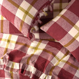 SHIPS SEPTEMBER - Plum Check Ruffle Flat Sheet