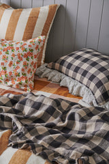 SHIPS SEPTEMBER - Licorice Gingham Ruffle Flat Sheet