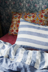 Chambray Stripe Ruffle Flat Sheet