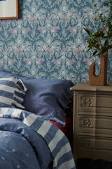 Chambray Stripe Ruffle Flat Sheet