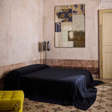 NEW - French Navy Heavyweight Linen Bedcover