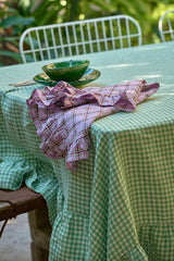 NEW - Fresco Gingham Tablecloth With Ruffle