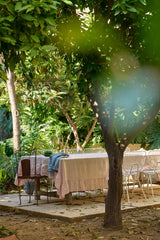 NEW - Pesca Stripe Tablecloth With Ruffle