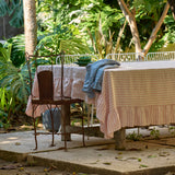 Pesca Stripe Tablecloth With Ruffle
