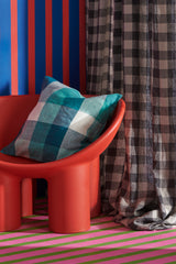 SHIPS APRIL - Peacock Check Cushion