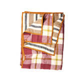 SHIPS SEPTEMBER - Taupe Stripe/Plum Check Double Sided Quilt