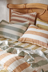 SHIPS APRIL - Fog Stripe Ruffle Flat Sheet