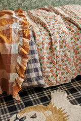 SHIPS APRIL - Biscuit Check Ruffle Flat Sheet