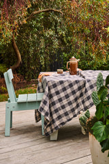 SHIPS APRIL - Licorice Gingham Linen Napery