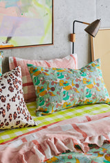 SHIPS APRIL - Floss Check Ruffle Flat Sheet