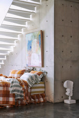 SHIPS APRIL - Biscuit Check Ruffle Flat Sheet