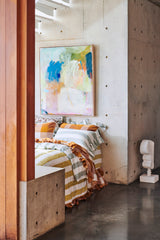 SHIPS APRIL - Biscuit Check Ruffle Flat Sheet