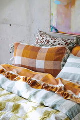 SHIPS APRIL - Biscuit Check Ruffle Flat Sheet