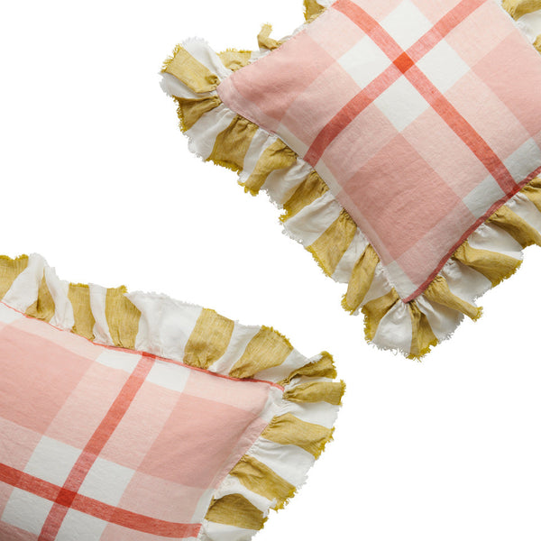Floss Check Full Ruffle Pillowcase Set