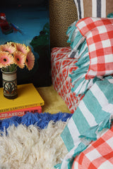 SHIPS JULY - Emerald Stripe Ruffle Flat Sheet