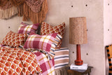 SHIPS SEPTEMBER - Plum Check Ruffle Flat Sheet