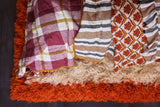 SHIPS SEPTEMBER - Taupe Stripe/Plum Check Double Sided Quilt
