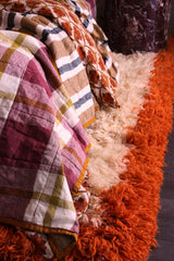 SHIPS SEPTEMBER - Taupe Stripe/Plum Check Double Sided Quilt