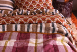SHIPS SEPTEMBER - Taupe Stripe/Plum Check Double Sided Quilt