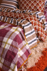Taupe Stripe/Plum Check Double Sided Quilt