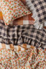 Licorice Gingham Full Ruffle Pillowcase Set