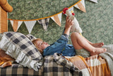 SHIPS SEPTEMBER - Licorice Gingham Ruffle Flat Sheet