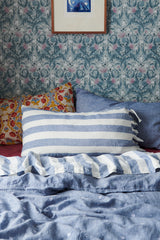 Chambray Stripe Ruffle Flat Sheet