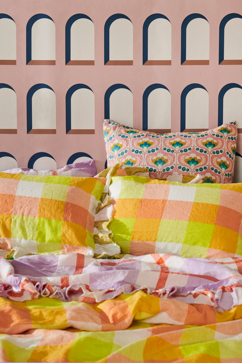 Peach Lemonade Check Pillowcase Sets