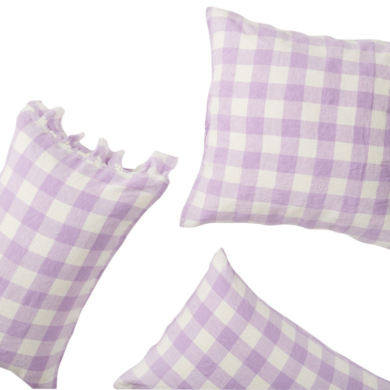 Lilac Gingham Pillowcase Sets