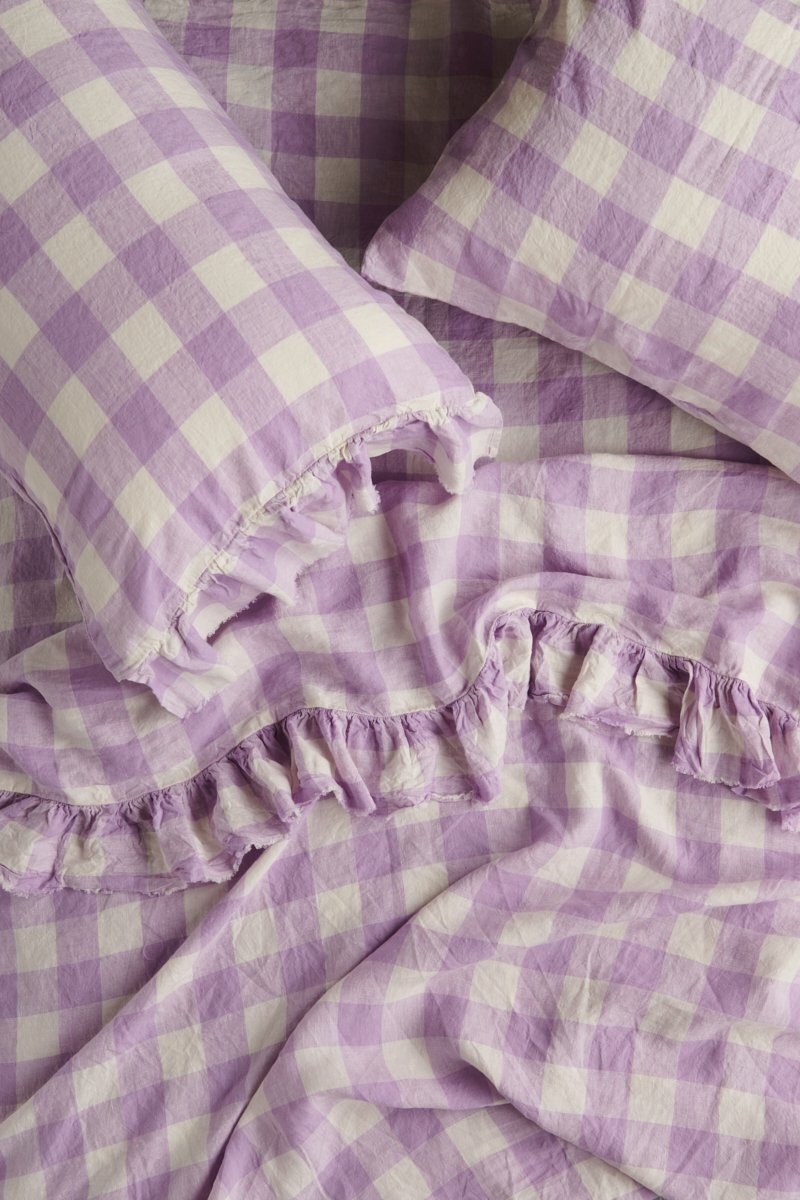 Lilac Gingham Pillowcase Sets