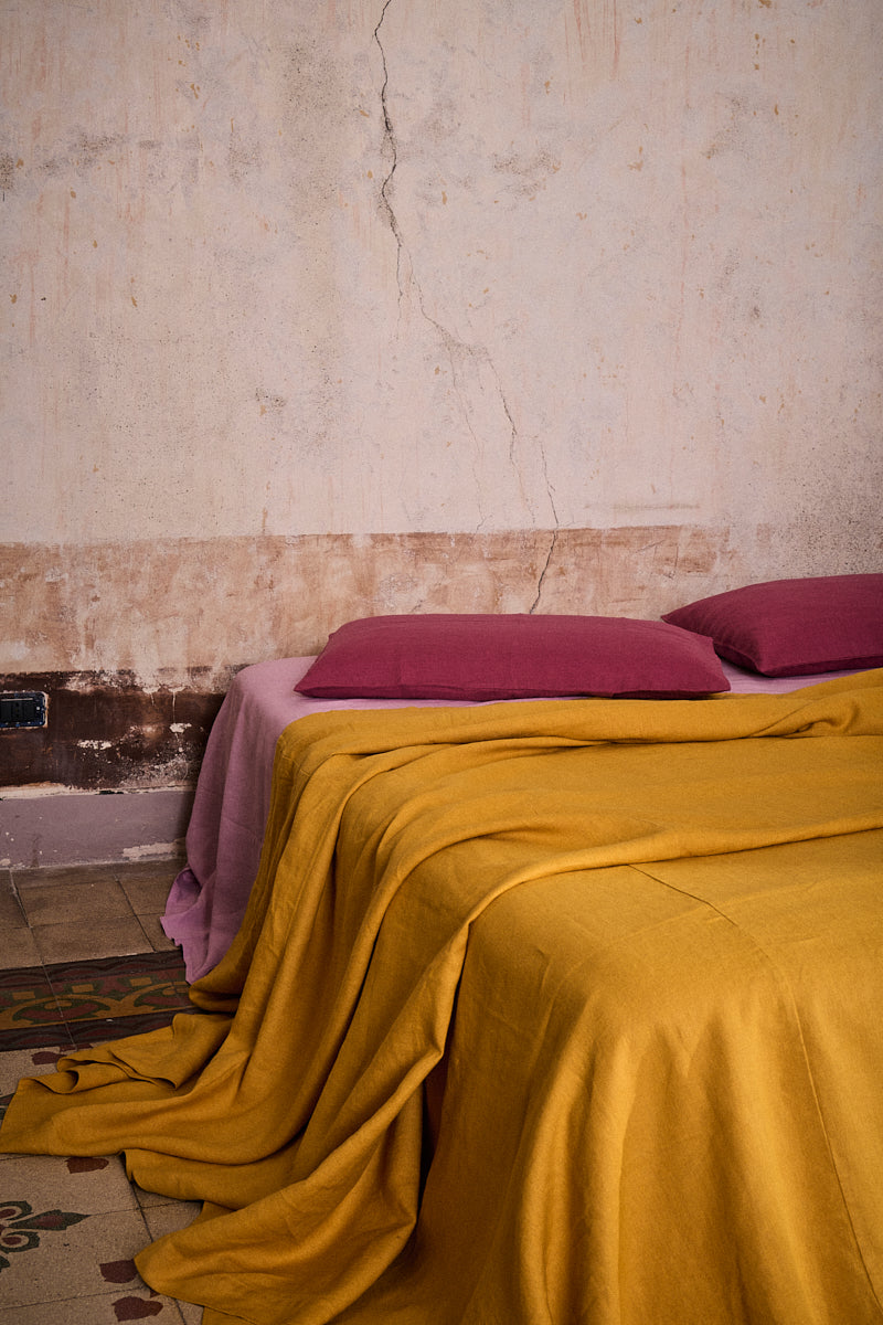 Saffron Heavyweight Linen Bedcover