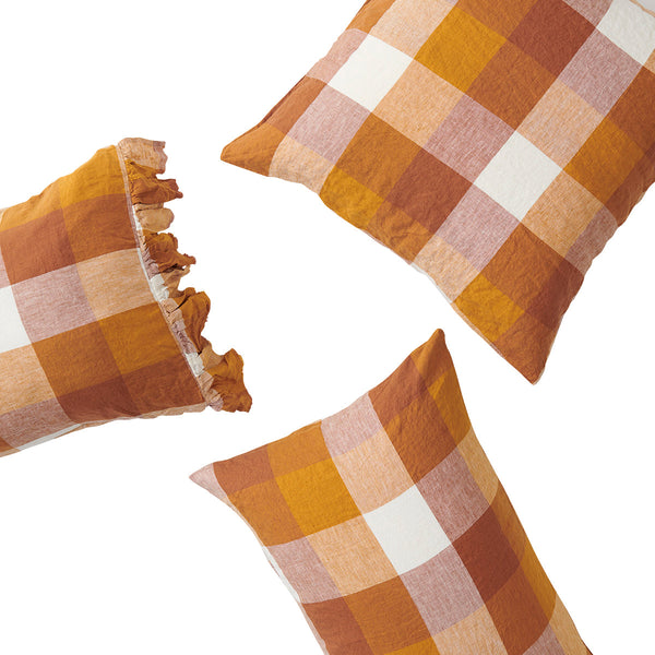 Biscuit Check Pillowcase Sets.
