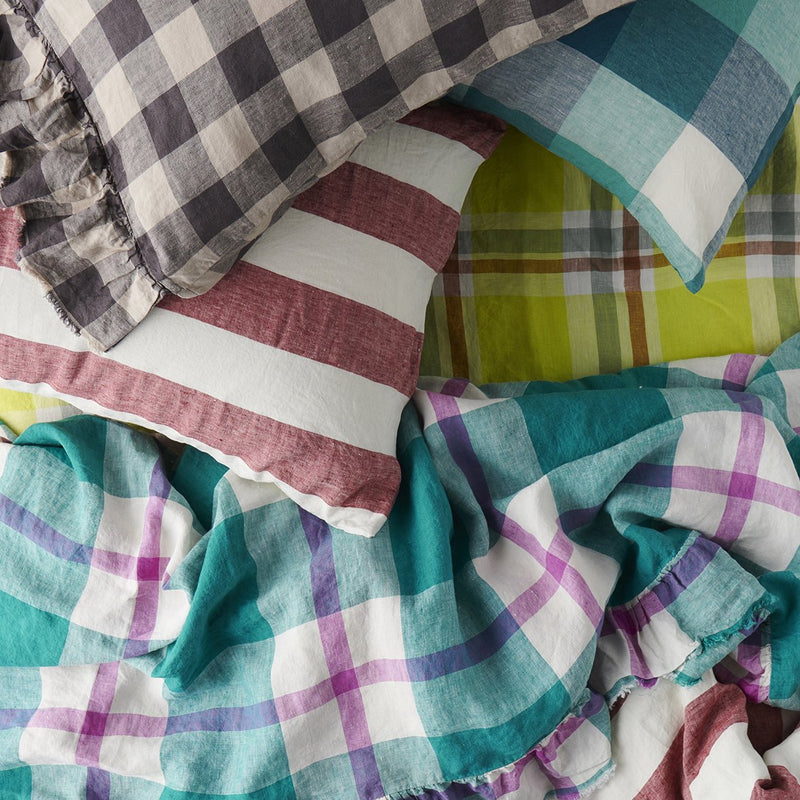 Jelly Bean Check Ruffle Flat Sheet