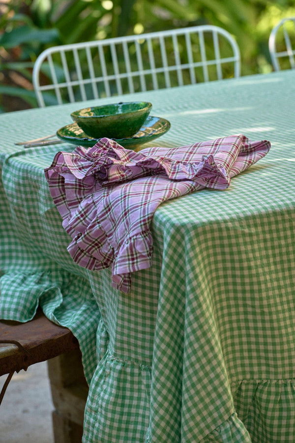 SHIPS SEPTEMBER - Fresco Gingham Tablecloth With Ruffle