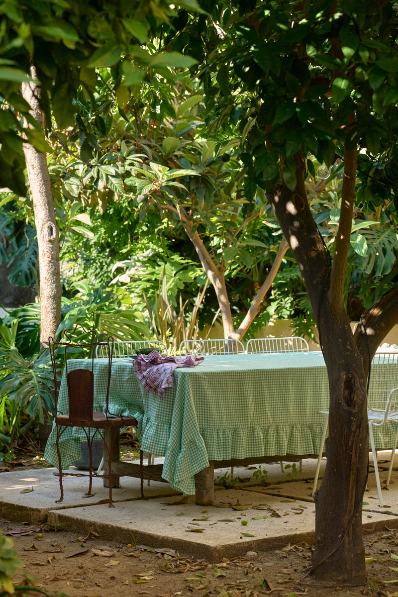 SHIPS SEPTEMBER - Fresco Gingham Tablecloth With Ruffle