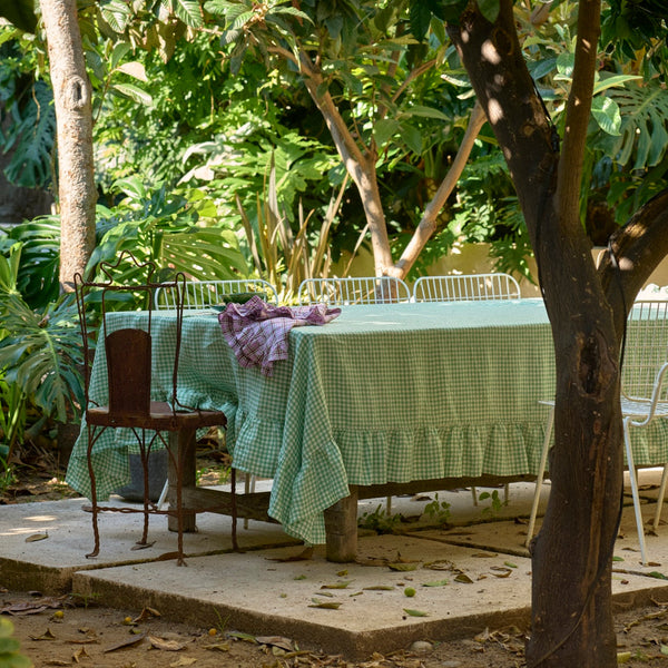 SHIPS SEPTEMBER - Fresco Gingham Tablecloth With Ruffle