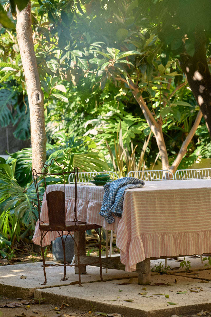 SHIPS SEPTEMBER - Pesca Stripe Tablecloth With Ruffle