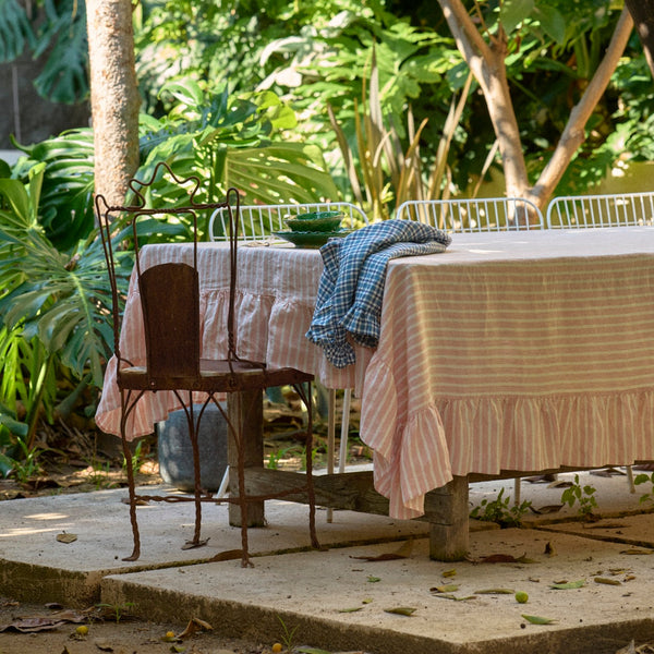 SHIPS SEPTEMBER - Pesca Stripe Tablecloth With Ruffle