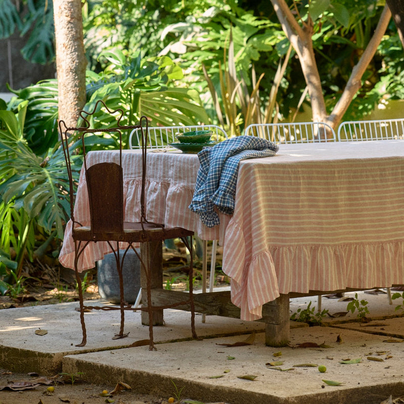 SHIPS SEPTEMBER - Pesca Stripe Tablecloth With Ruffle