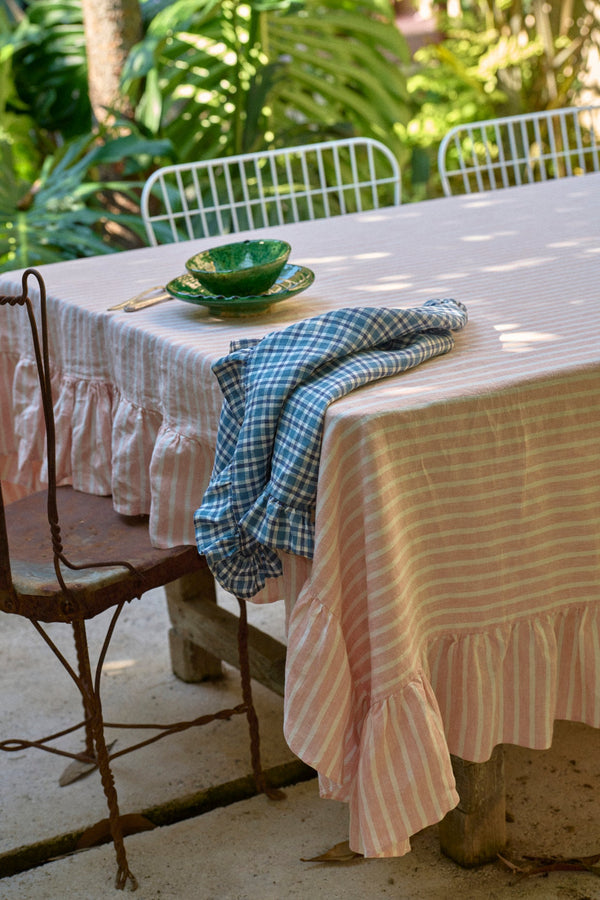 SHIPS SEPTEMBER - Pesca Stripe Tablecloth With Ruffle