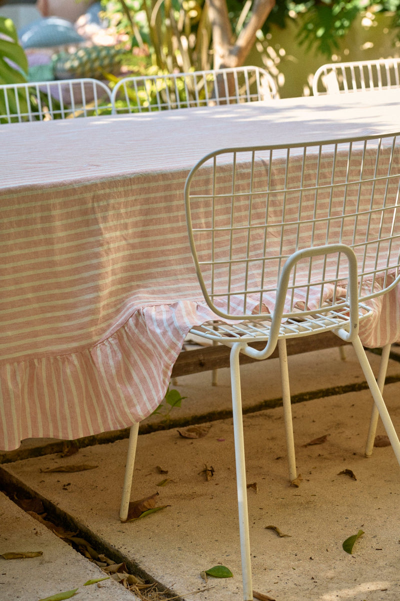 SHIPS SEPTEMBER - Pesca Stripe Tablecloth With Ruffle