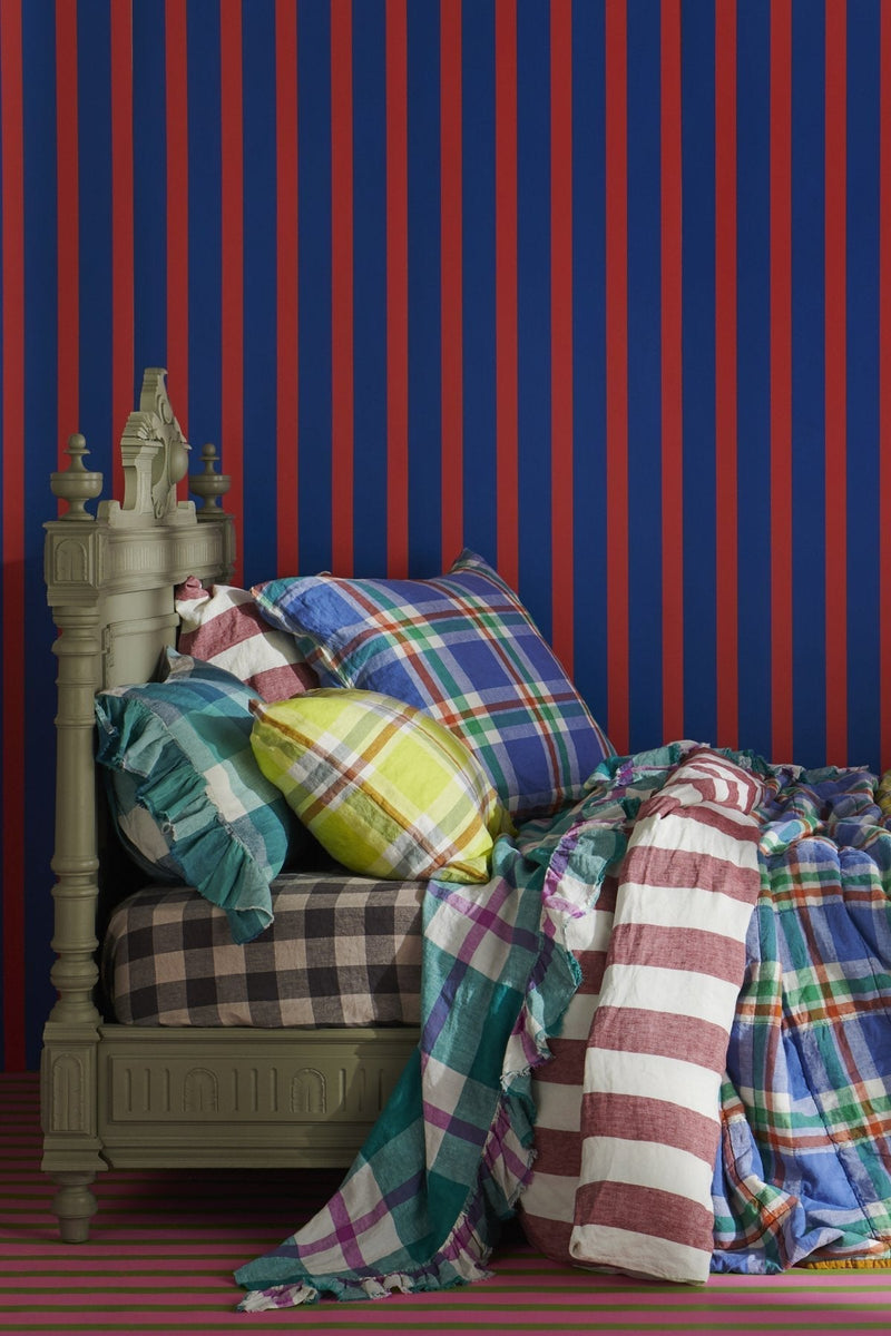 Jelly Bean Check Ruffle Flat Sheet