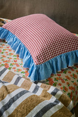 SHIPS LATE OCTOBER - Mulberry Gingham Full Ruffle Pillowcase Set