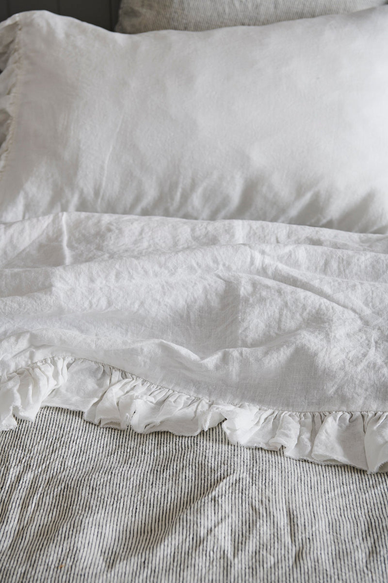 BACK IN STOCK - Ivory Ruffle Flat Sheet