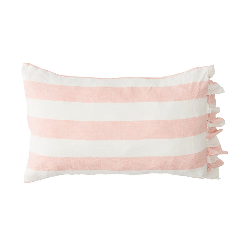 Blush Stripe Ruffle Pillowcase Sets