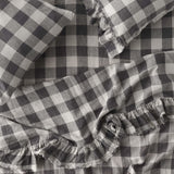 SHIPS SEPTEMBER - Licorice Gingham Ruffle Flat Sheet