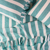 Emerald Stripe Ruffle Flat Sheet