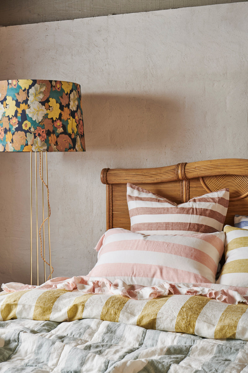 Blush Stripe Ruffle Pillowcase Sets