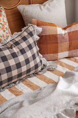 Licorice Gingham Full Ruffle Pillowcase Set