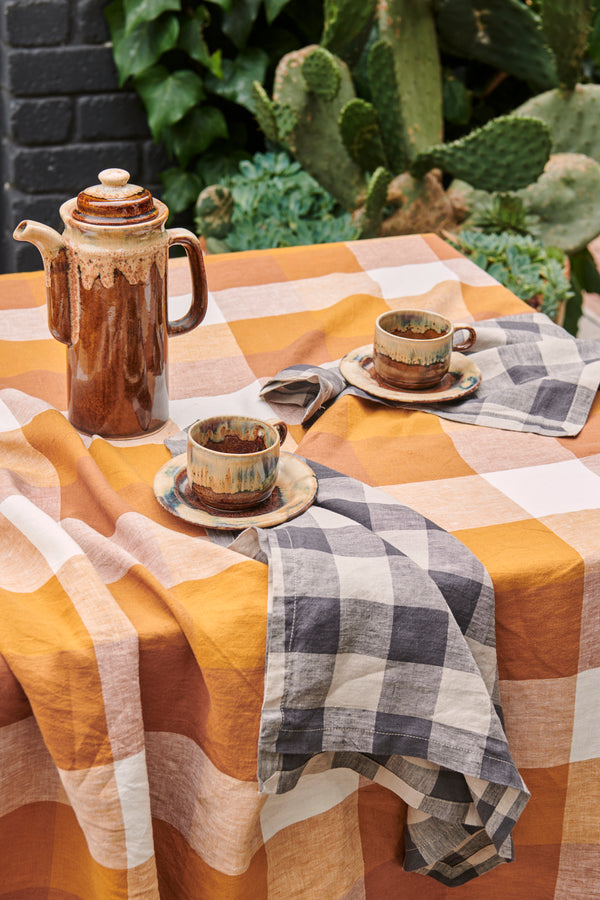 Licorice Gingham Linen Napkin Sets